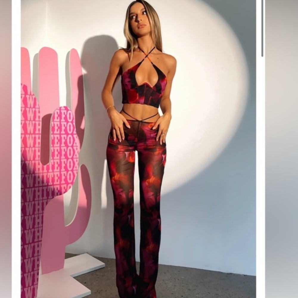 White Fox Rhythm of the Night Set Pink Flame Print